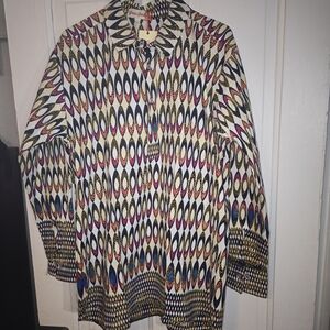 Grass Fields Men's Casual Button-Down Shirt - Multicolor Geo Print